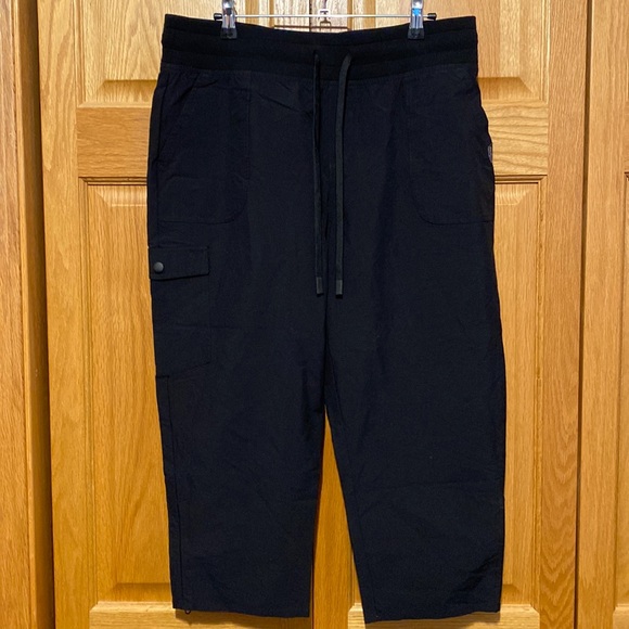 Eddie Bauer black Capri nylon hiking pants drawstring waist size large - Picture 1 of 8